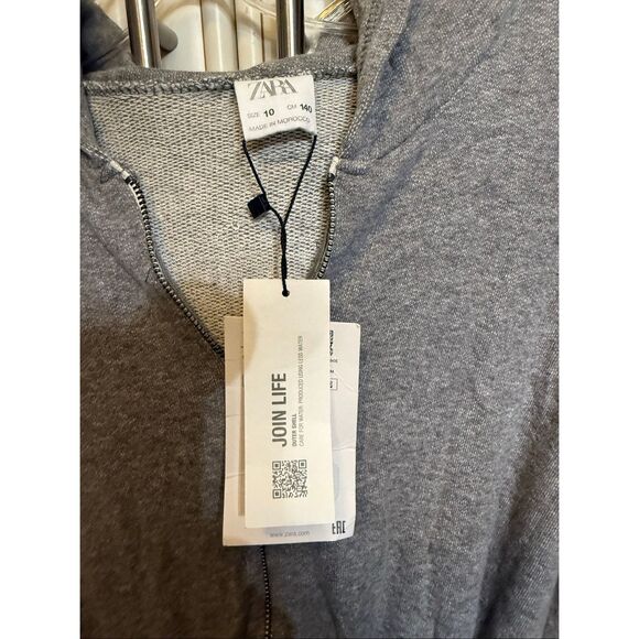 Zara Girls Zip-up Drawstring Waist Hooded One Piece Jumpsuit Gray Sz 10 NWT - Picture 8 of 12